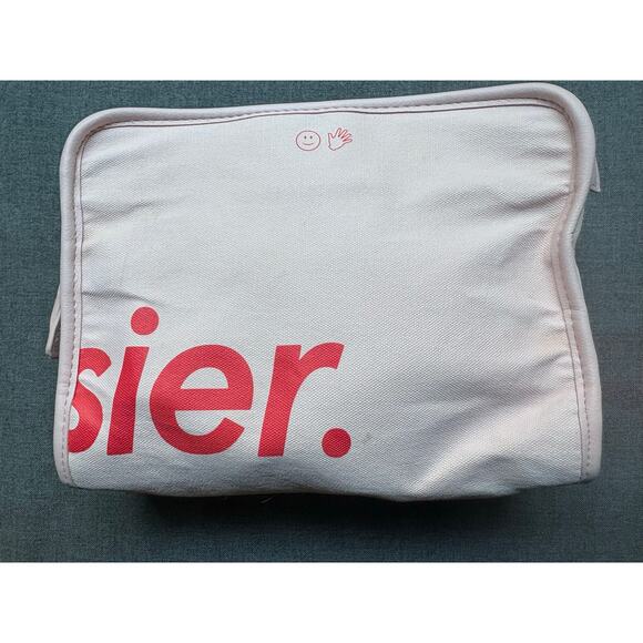 Glossier Pink Logo Makeup Beauty Clutch Bag 9 x 7 x 3 case - Picture 6 of 10